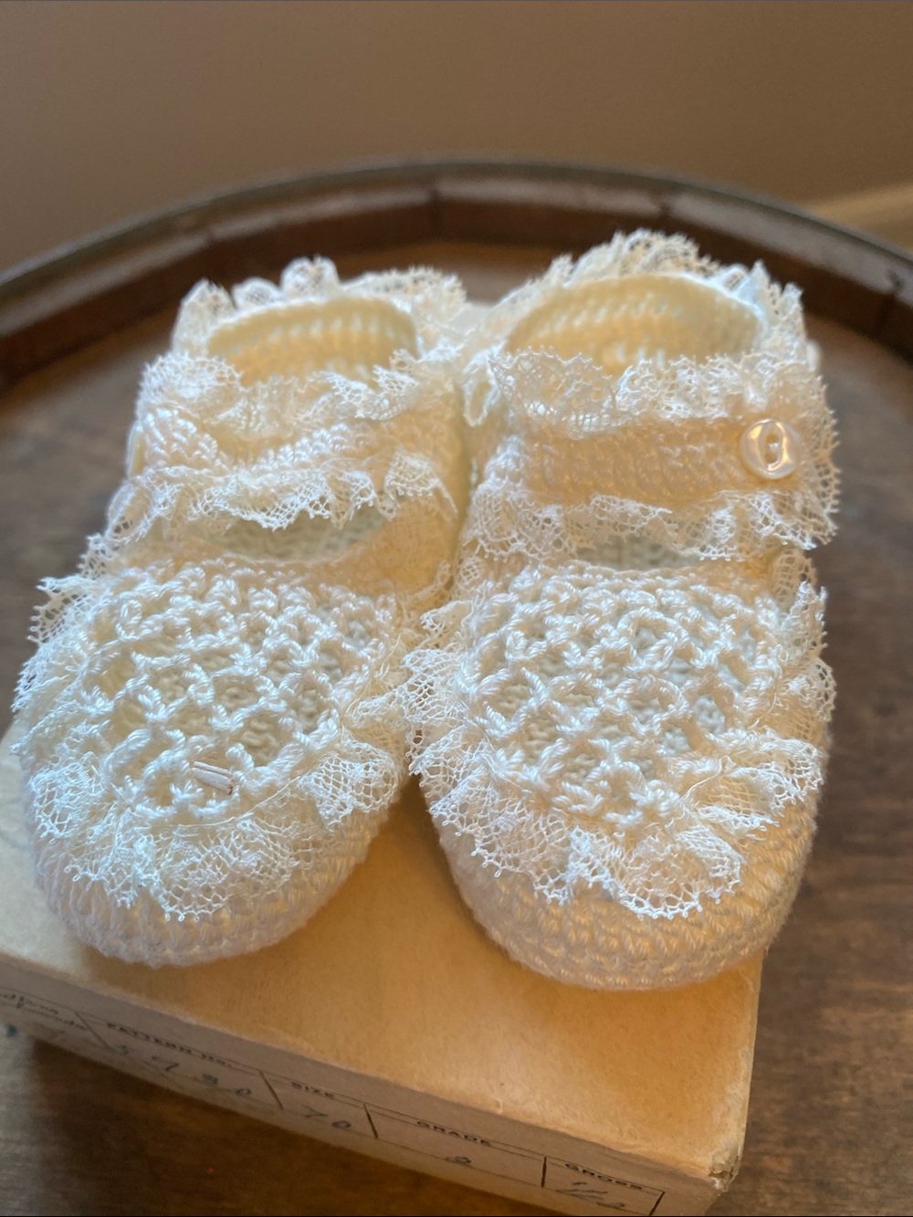 Handmade Crochet Baby Mary Jane Shoes in Cream